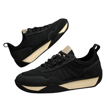 Chaussures de randonnée décontractées élégantes pour hommes - Dessus en tissu respirant, Semelle en PVC durable, Fermeture à lacets, Tenue d'extérieur et décontractée toutes saisons - Noir