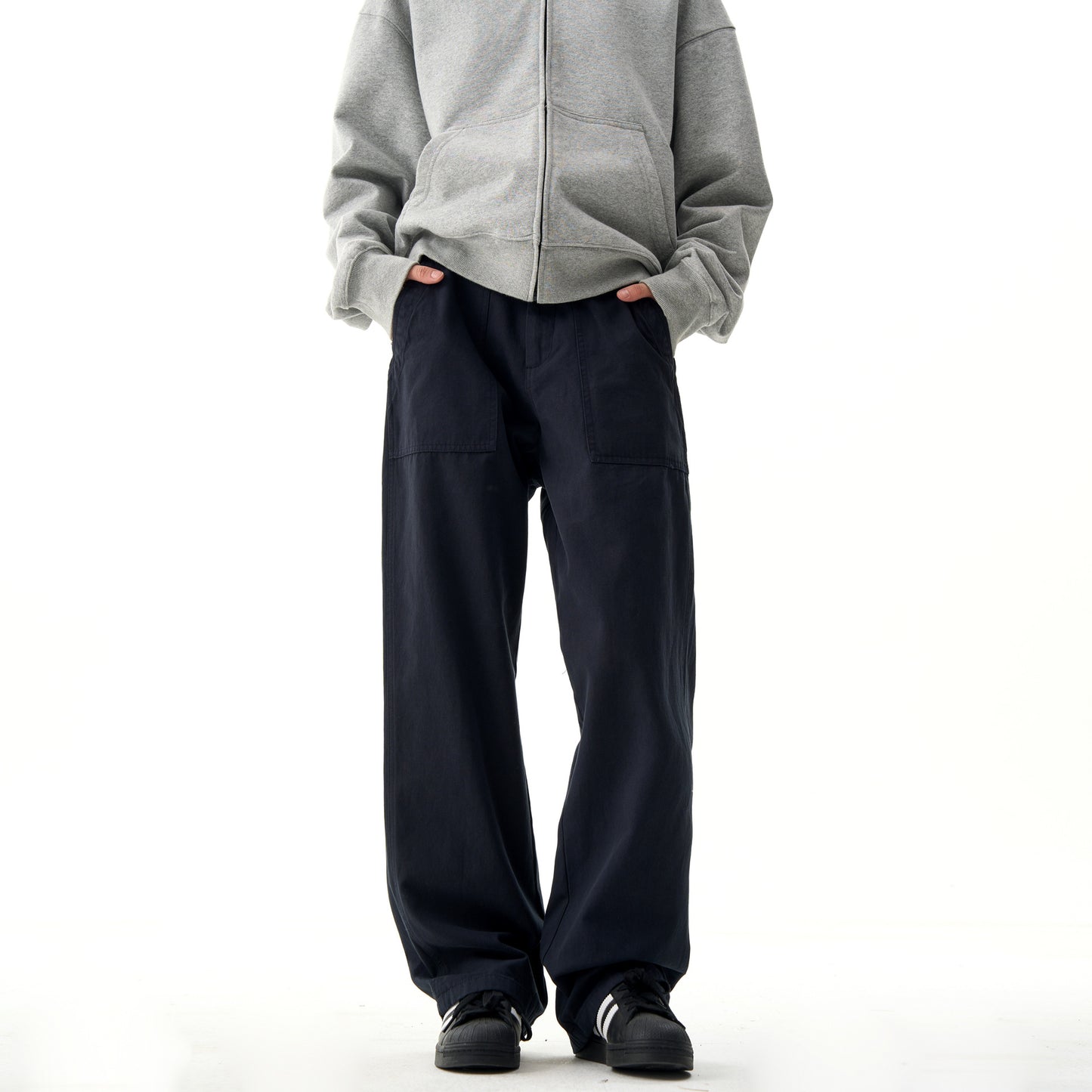 Pantalon décontracté unisexe ample à jambes droites