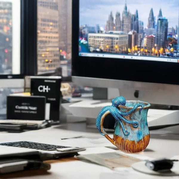 Handmade Deep-Blue Octopus Mug