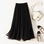 Lightweight Elegant Fashion Nine-Part Pants Women's Summer Elastic Waist Casual Silk Wide Leg Pants