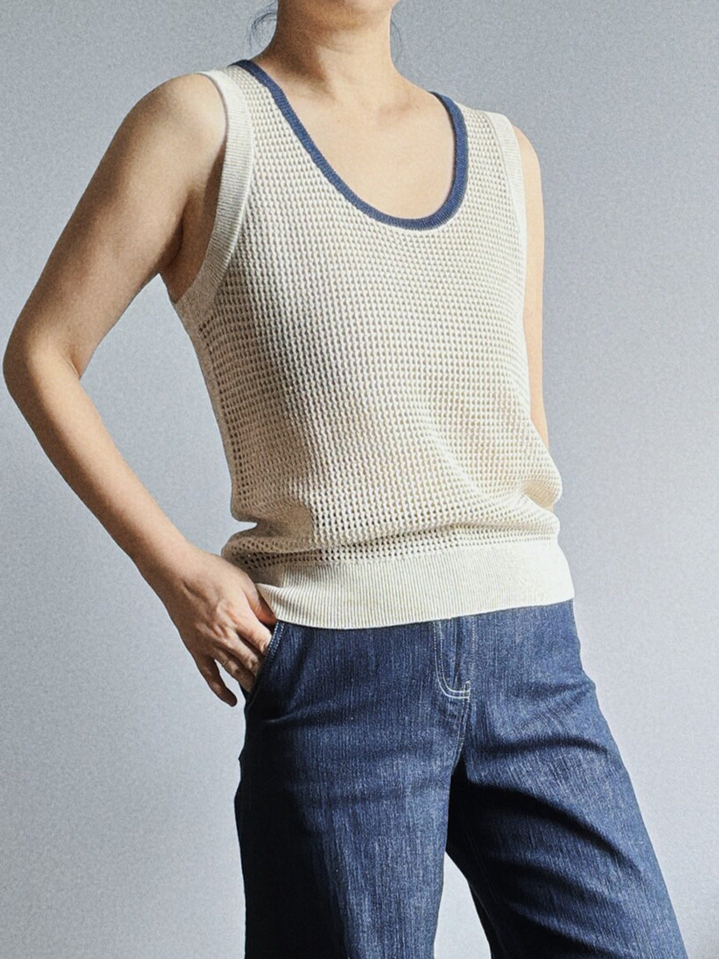 Style Hollow-out U-neck Knit Vest for Women
