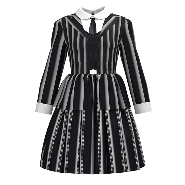 Jiamai New Wednesday Cosplay Striped Dress