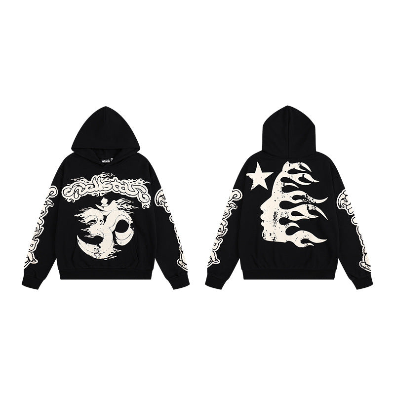 Street hip-hop versatile casual printed hoodie