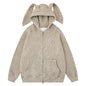 Hooded jacket with kangaroo pocket and loose zipper cardigan