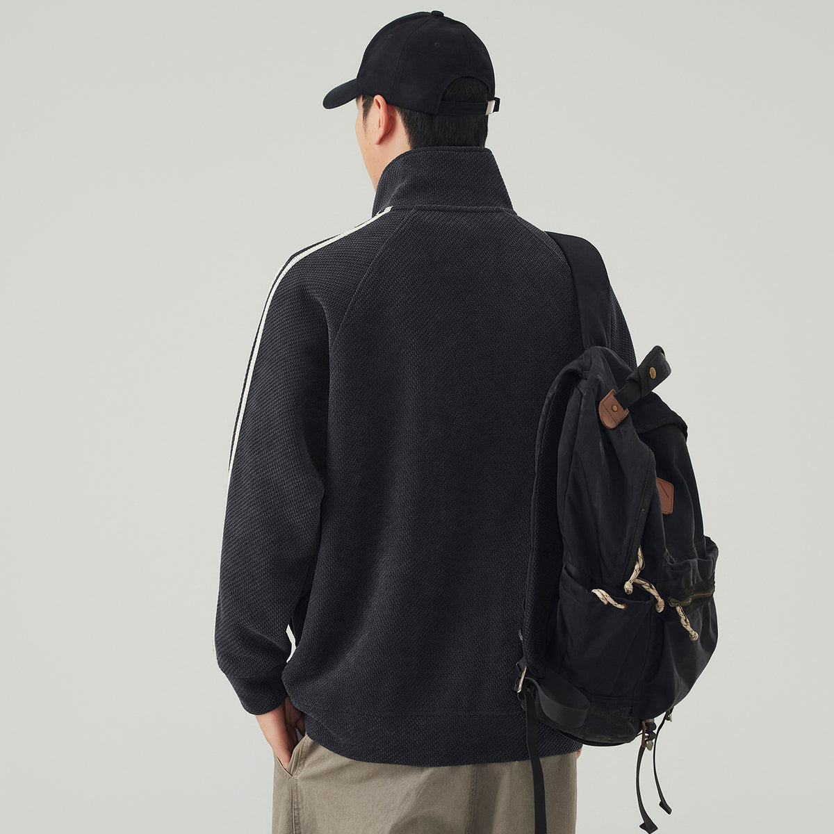 Stand Collar Solid Color Jacket