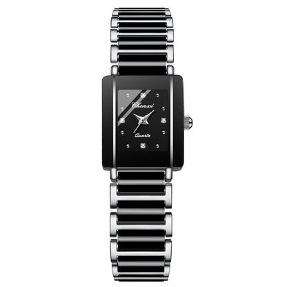 Square Couple Watch for Women and Men Ceramic Quartz Watch
