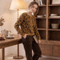 Leopard print V-neck sweater