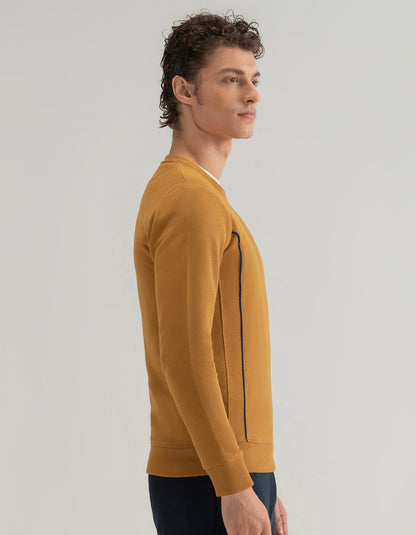 Sweat-shirt col rond moutarde moderne