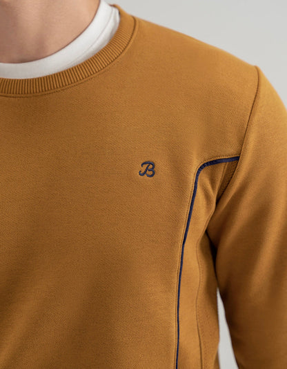Sweat-shirt col rond moutarde moderne