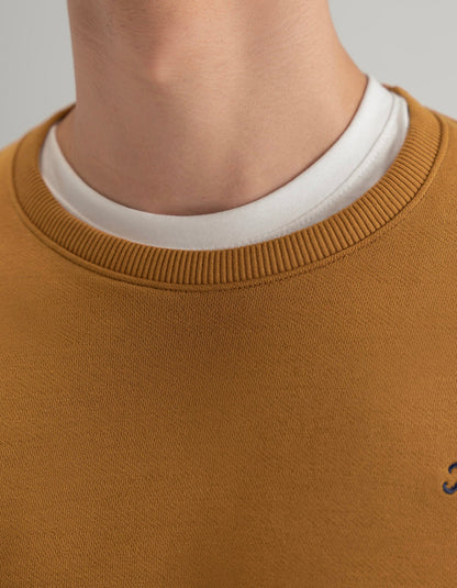 Sweat-shirt col rond moutarde moderne