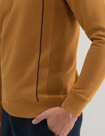 Sweat-shirt col rond moutarde moderne