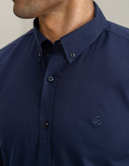 Navy Long Sleeve Button Down Casual Shirt