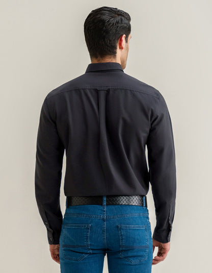 Black Long Sleeve Button Down Casual Shirt