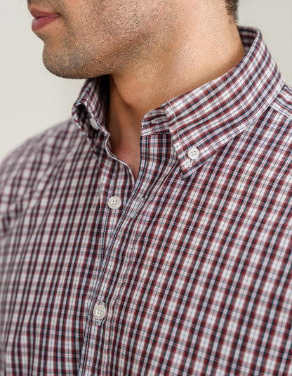 Chemise décontractée à carreaux coupe ajustée marron