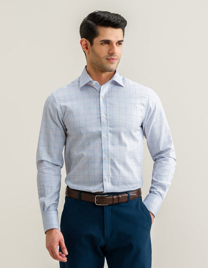 Check Dress Shirt – Blue and Light Brown