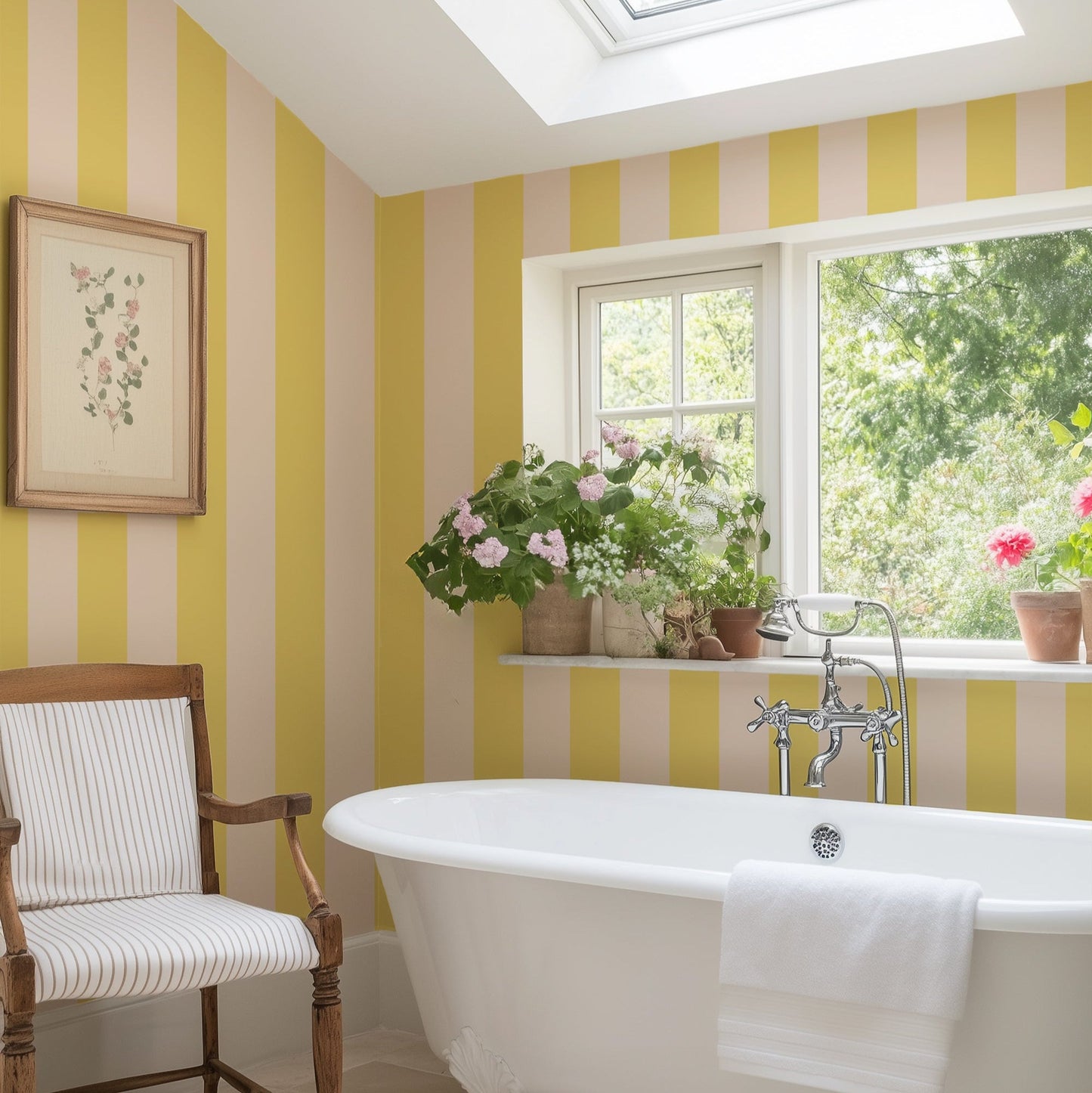 STATELY STRIPE BUTTERCREAM WALLPAPER