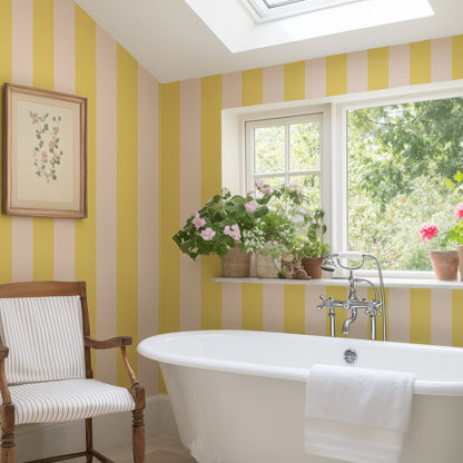 STATELY STRIPE BUTTERCREAM WALLPAPER