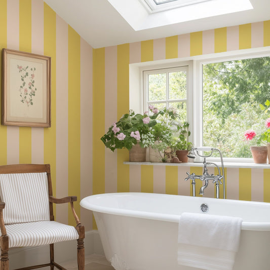 STATELY STRIPE BUTTERCREAM WALLPAPER