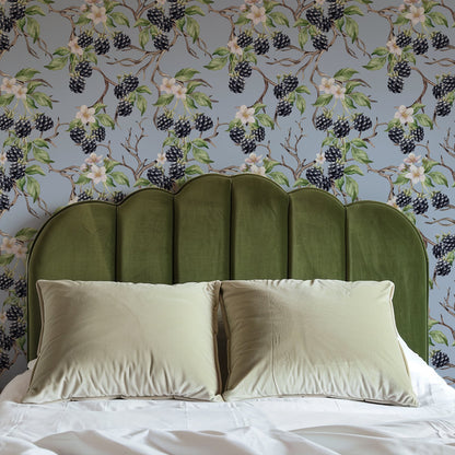 BRAMBLE & BLOSSOM STEEL BLUE WALLPAPER