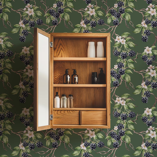 BRAMBLE & BLOSSOM DUCK GREEN WALLPAPER