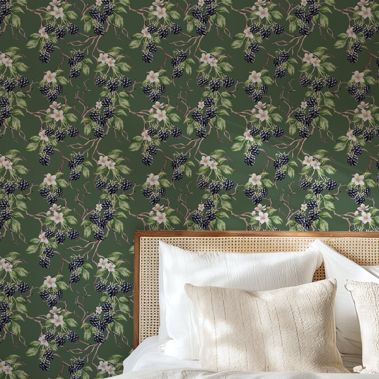 BRAMBLE & BLOSSOM DUCK GREEN WALLPAPER