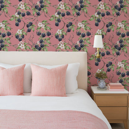 BRAMBLE & BLOSSOM ROSE PINK WALLPAPER