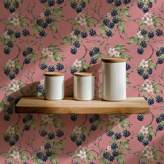 BRAMBLE & BLOSSOM ROSE PINK WALLPAPER