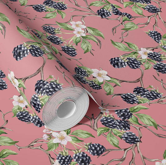 BRAMBLE & BLOSSOM ROSE PINK WALLPAPER