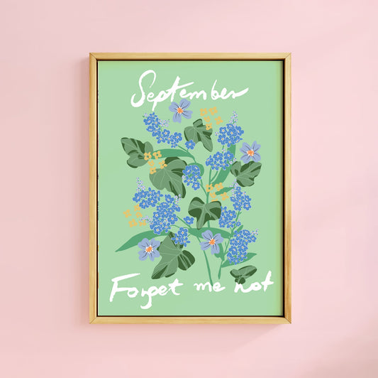 SEPTEMBER FORGET ME NOT BIRTH FLOWER PRINT