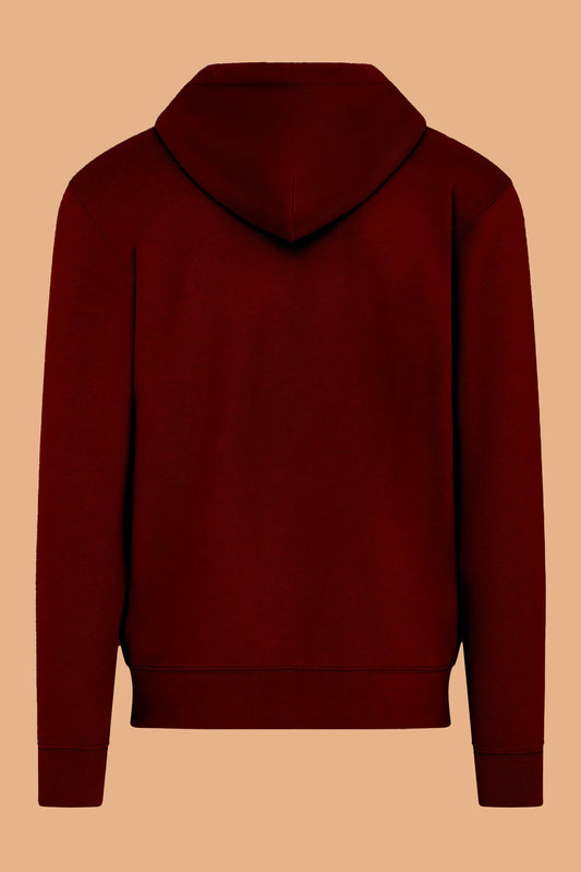 Women's Embroidered Zip-Up Hoodie - Organic Cotton Burgundy Hoodie