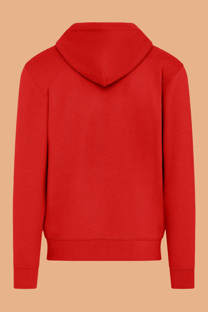 Women's Red Zip-Up Hoodie - Embroidered Organic Cotton Hoodie