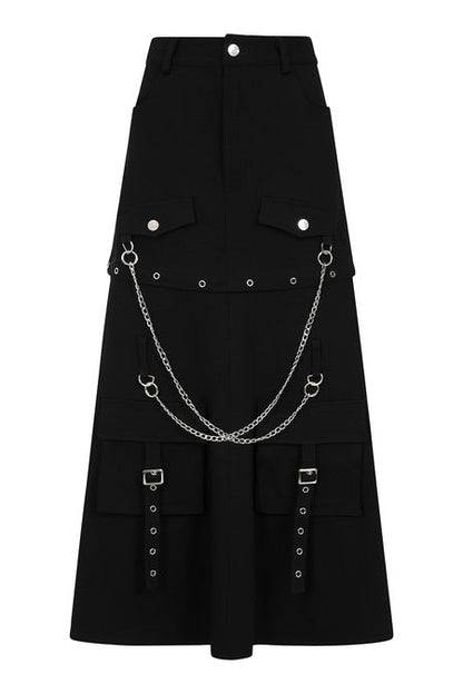 Jupe cargo gothique noire avec fermeture éclair, style punk, marque Banned