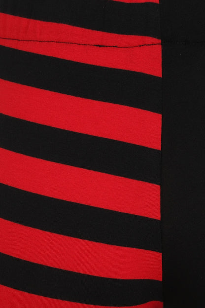 Legging bicolore mi-noir, mi-rayé – Rouge