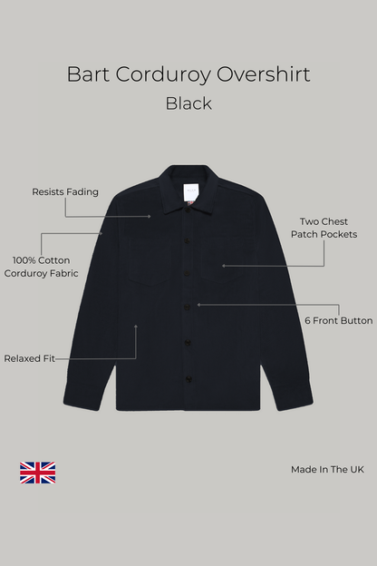 Bart Corduroy Overshirt - Black