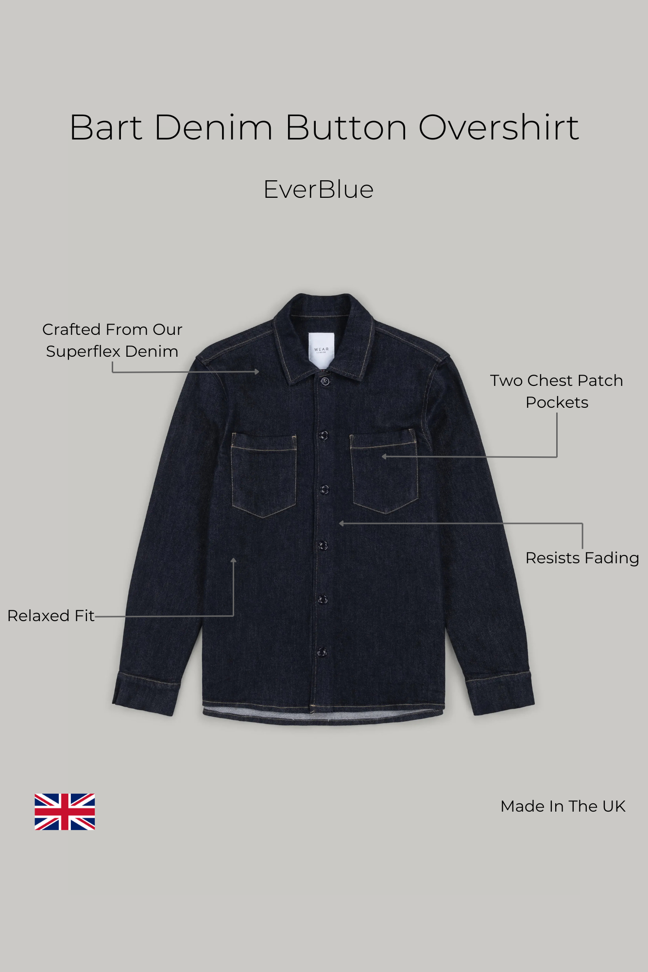 Bart Denim Button Overshirt - EverBlue