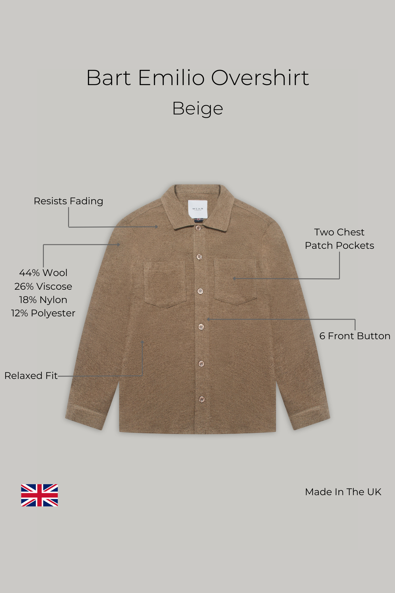 Bart Emilio Overshirt - Beige