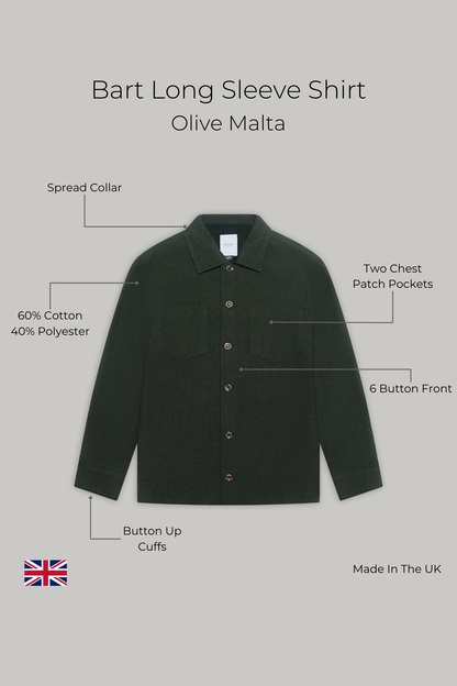 Bart Long Sleeve Shirt - Olive Malta