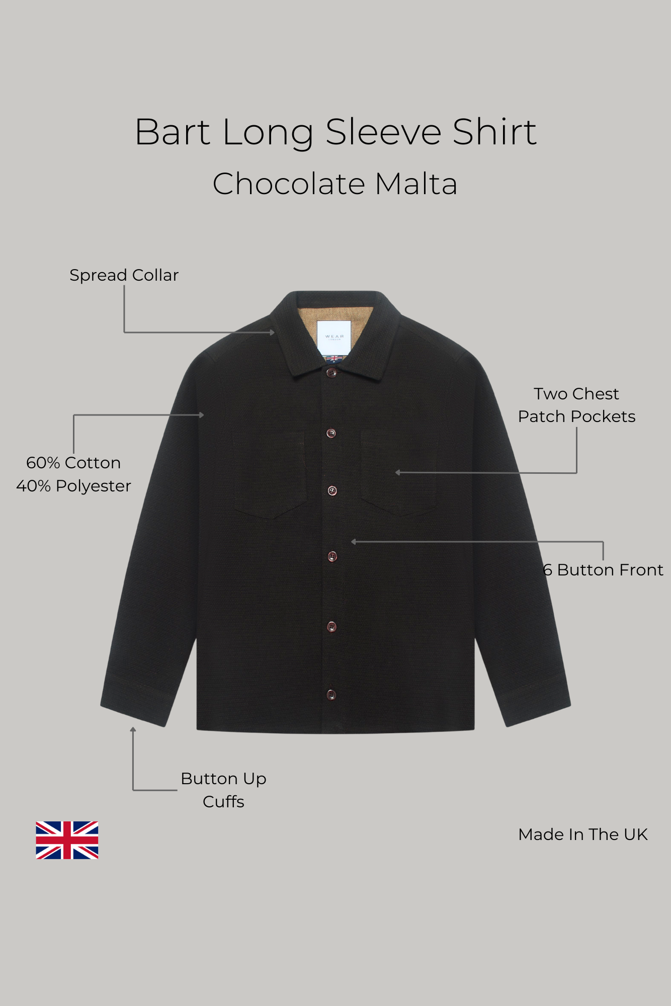 Bart Long Sleeve Shirt - Chocolate Malta