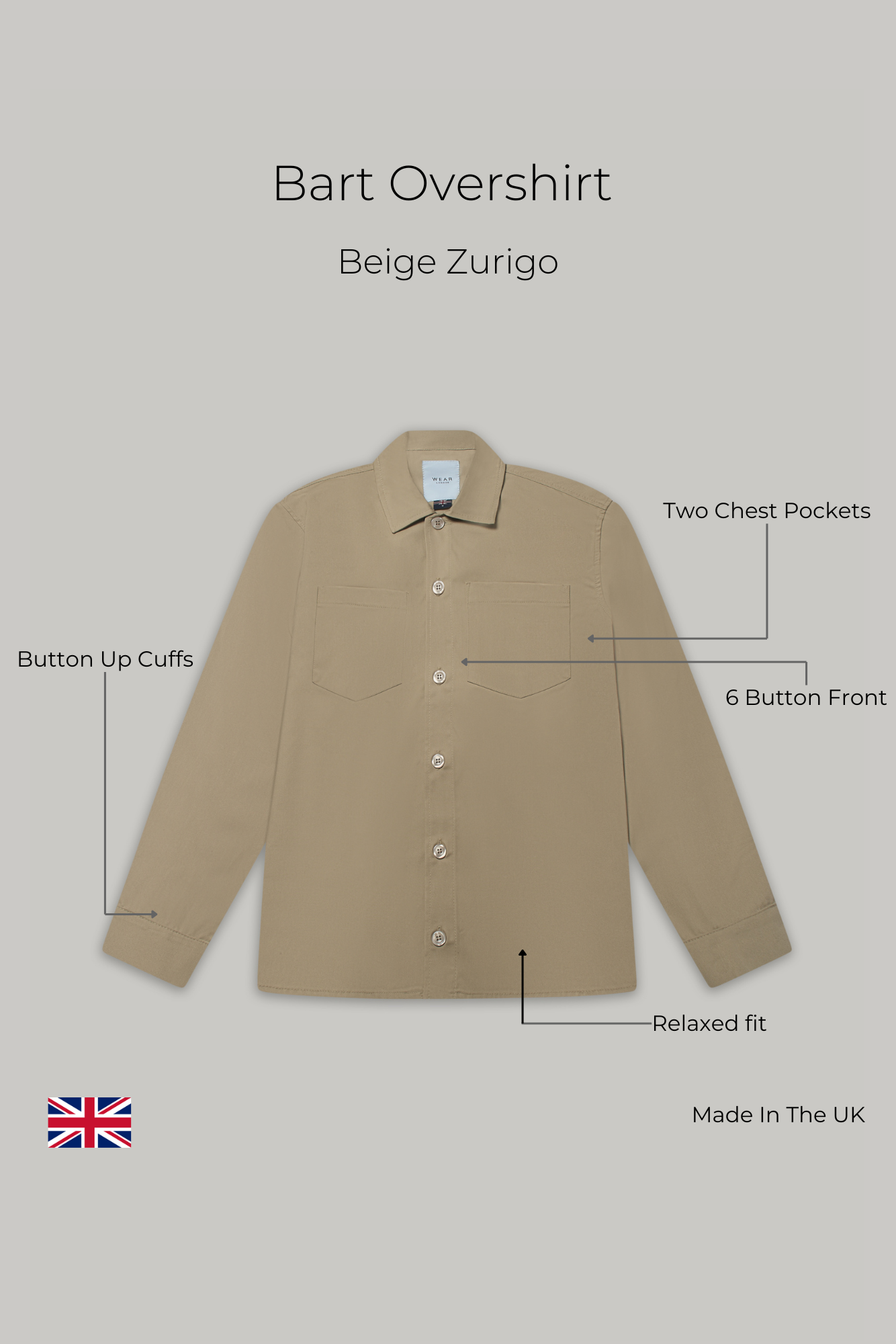 Bart Overshirt - Beige Zurigo