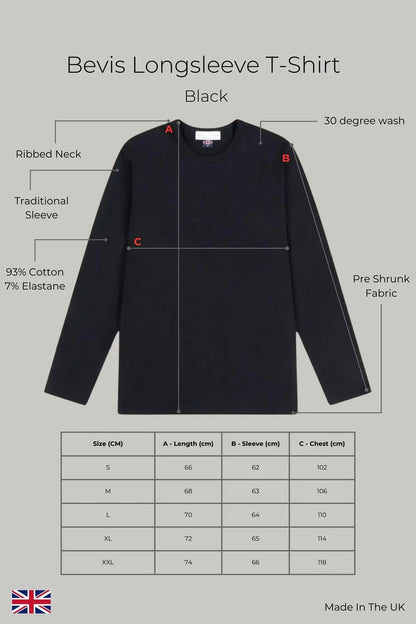 Bevis Long Sleeve Cotton t-shirt -Black