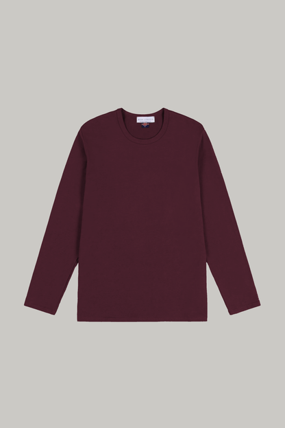 Bevis Long Sleeve Cotton T-shirt - Burgundy