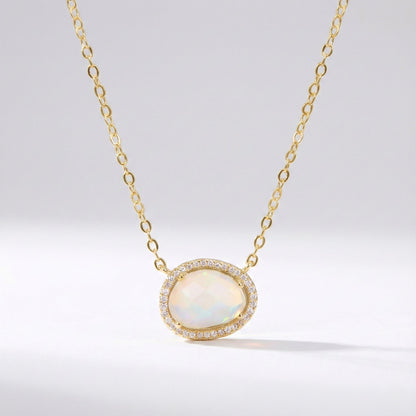 Collier pendentif Bianca Pierre de lune | Plaqué or 14 carats