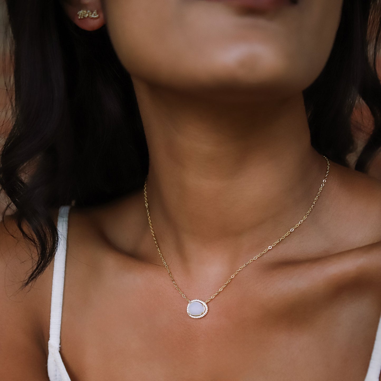 Collier pendentif Bianca Pierre de lune | Plaqué or 14 carats