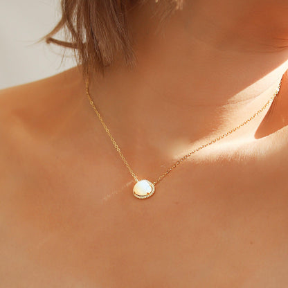 Collier pendentif Bianca Pierre de lune | Plaqué or 14 carats