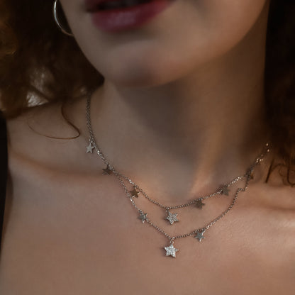 Collier étoile double rang Blake | Argent sterling 925