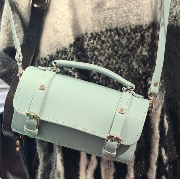 Sac bandoulière bowler en cuir fait main - Vert mer