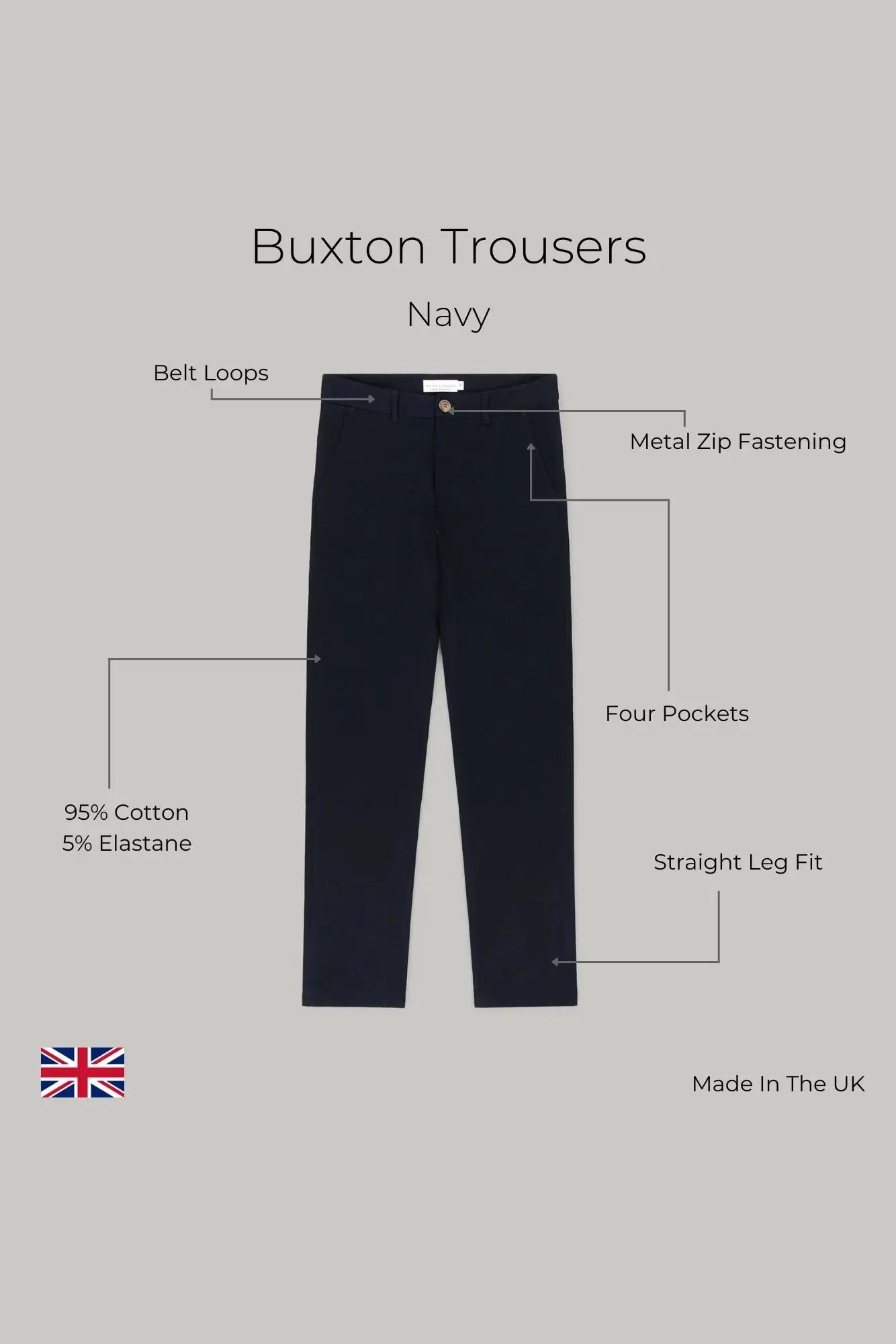 Buxton Trousers - Navy - Regular Leg