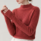 Half high neck solid color sweater