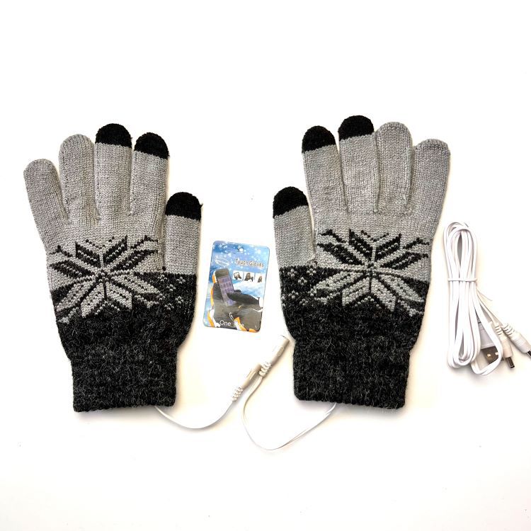 Men's 5-Finger Knitted Touchscreen Electric Heating Gloves