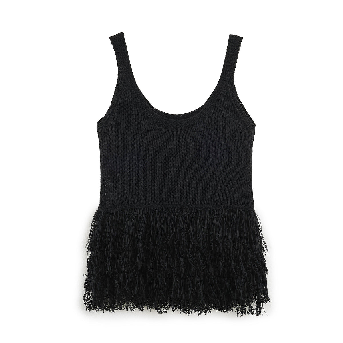 Women's tassel strap sleeveless knit top - view 6